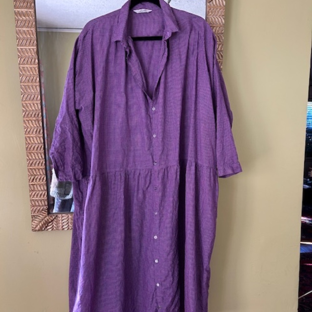 Ichi Antiquités Lilac Linen checked dress - O/S
